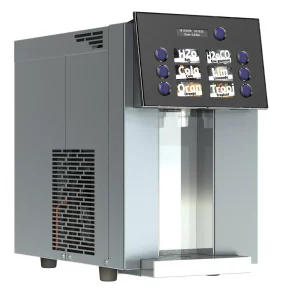 Fontaine à sodas froid sec, le froid continu sans glace. Pour 4 sodas + eau plate et gazeuse.